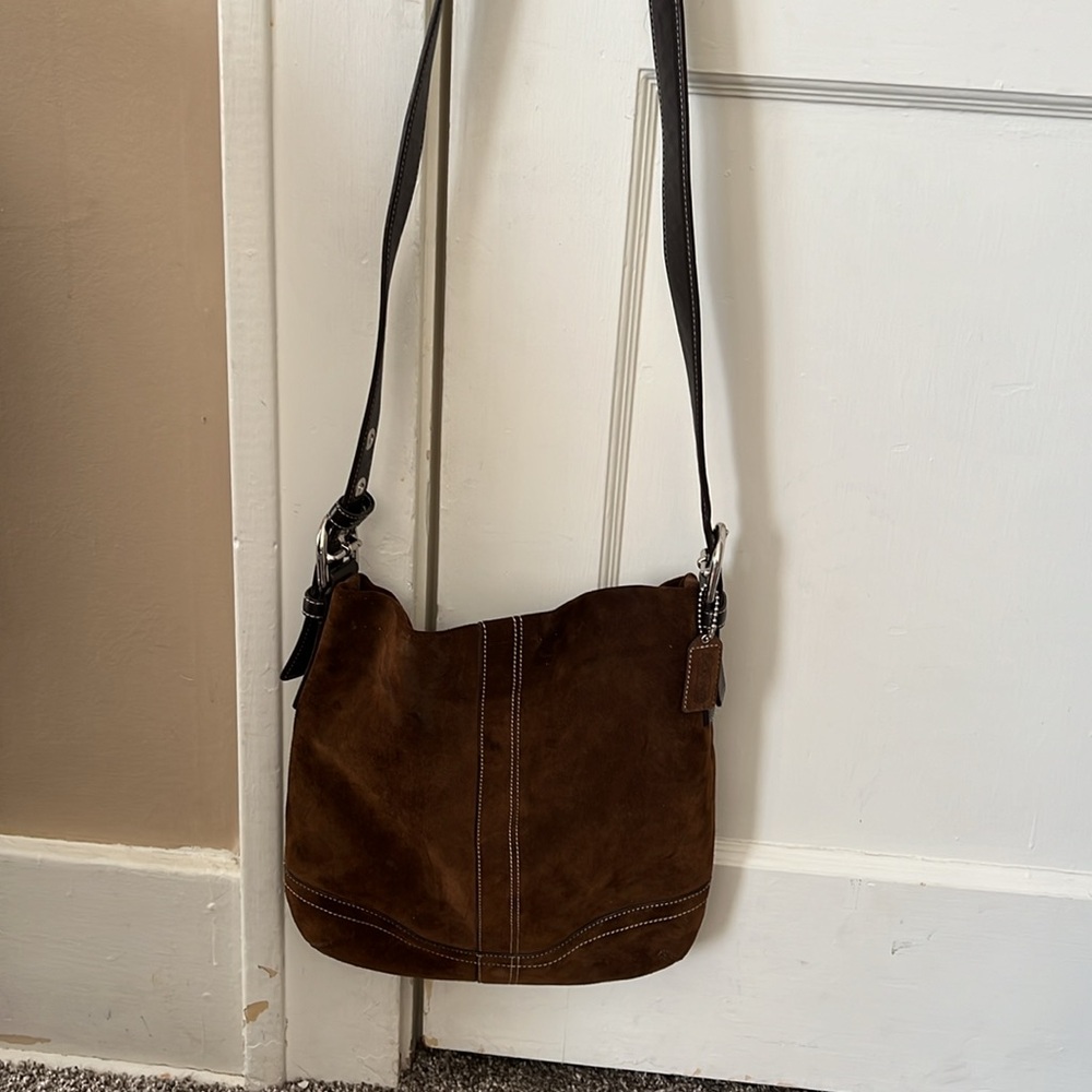 Coach brown suede bag